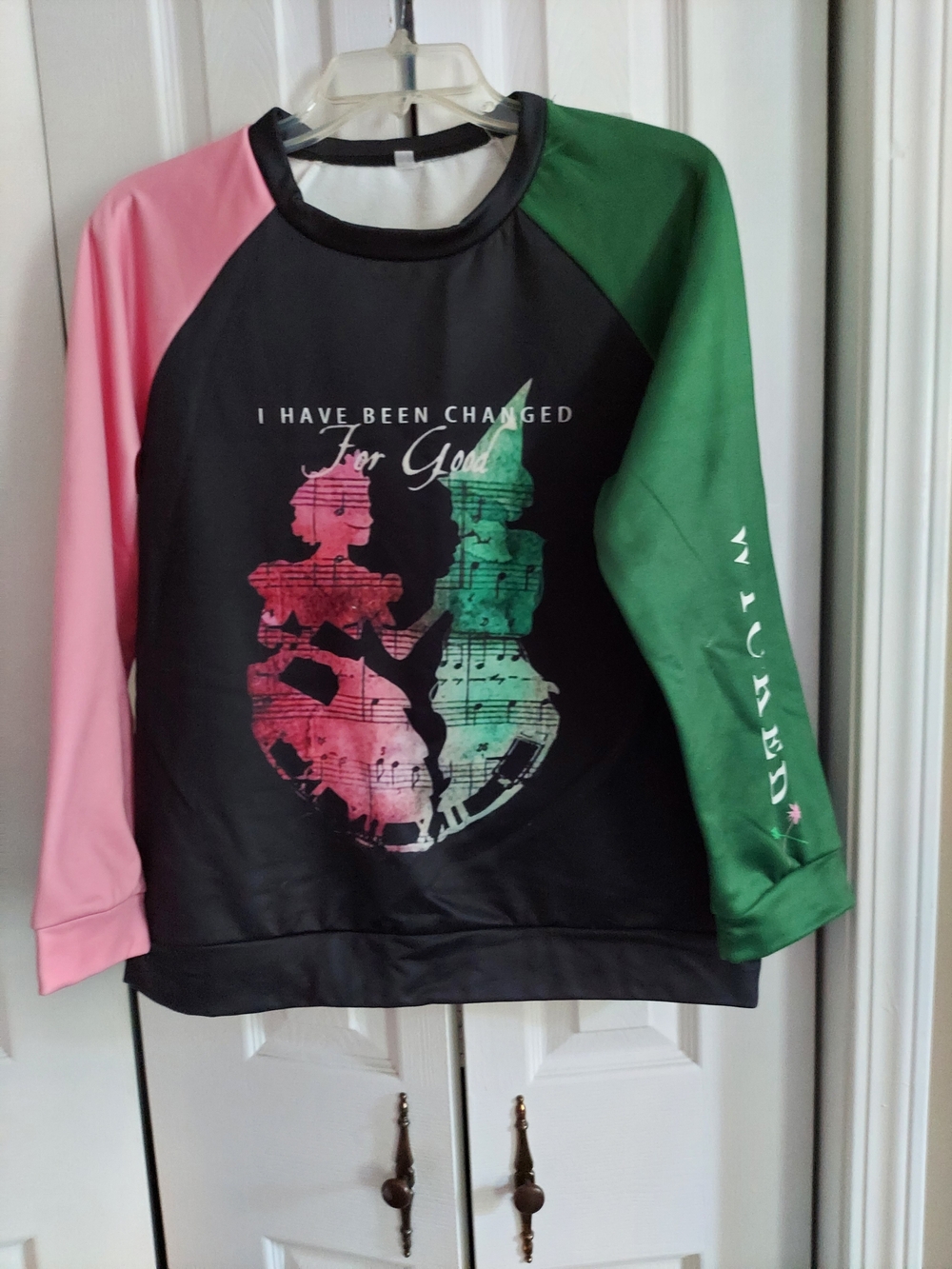 Graphic Womens Long Sleeve Top - Pink & Green.  Wicked The Musical. Size S.